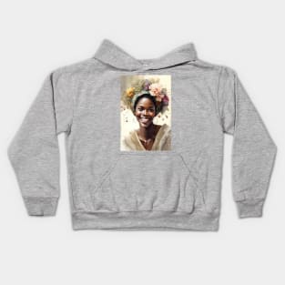 Watercolour print of a beautiful Black Queen Kids Hoodie